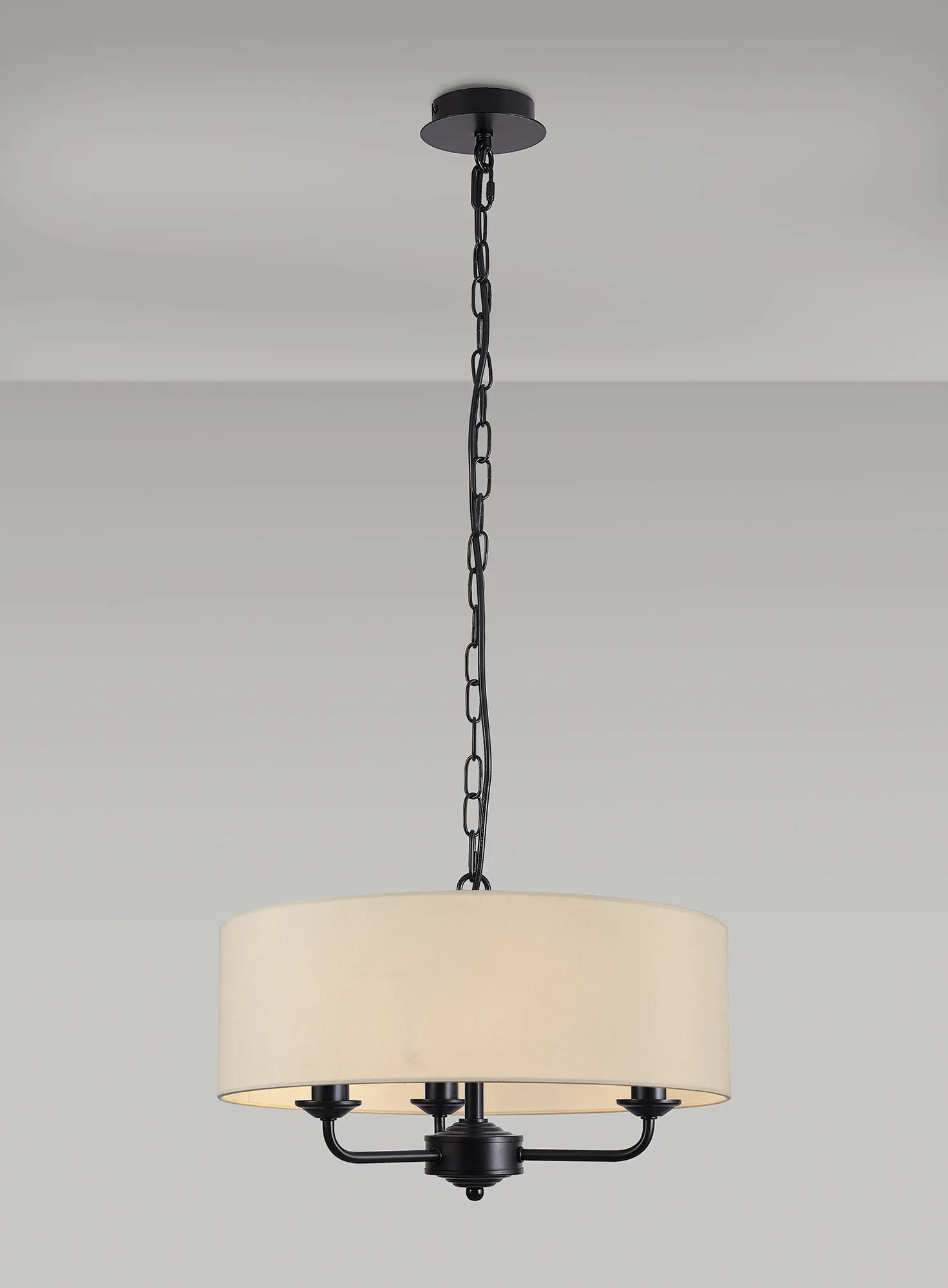 Banyan 45cm 3 Light Pendant Matt Black; Ivory Pearl DK1016  Deco Banyan MB IV